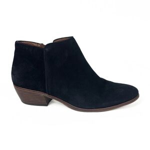 Sam Edelman Petty Genuine Suede Leather Black Zip Ankle Bootie Boots